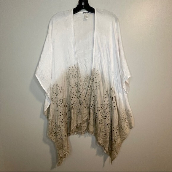 J.Jill Womens Ombré Brown White Lace Kimono One Size - Picture 1 of 5